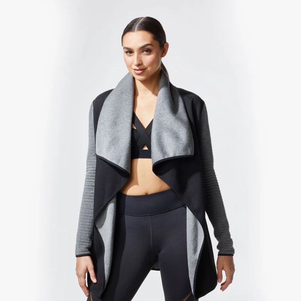 Michi Dusk Wrap Jacket Open Front Cardigan Gray Black Draped Athletic‎ Medium
